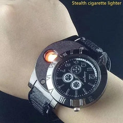 Watch Cigarette Lighter With Analog Men Wrist Watch Time Ignition After Full Charged Beautiful Gifting Box Perfect Gift For Cigarette Lovers Men's USB - JVJ Prime