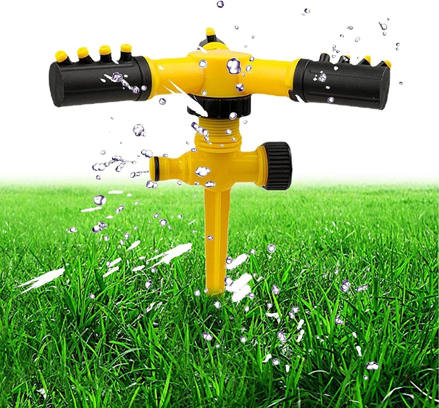 Sprinklers Water with 3 Nozzles Lawn Sprinklers 360 Degree 3 Arm Rotating Sprinkler System Sprinkler Garden Irrigation Tool for Yard, Lawn Garden - JVJ Prime