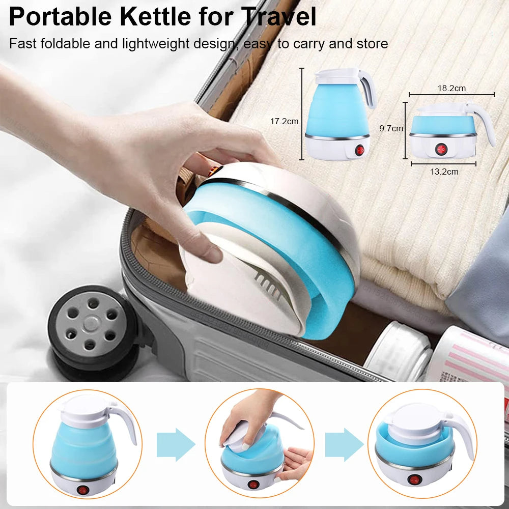 600ml Travelling Portable Electric Mini Foldable Kettle Silicone